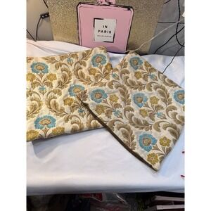 2 FeatherPillow Covers Luxury Earth Tones Tan Thick Zipper Cleaned 321